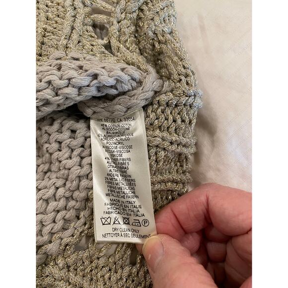 Moth  by Anthropologie Gray Distressed Metallic Trim Hooded Sweater Size XS - Picture 6 of 9